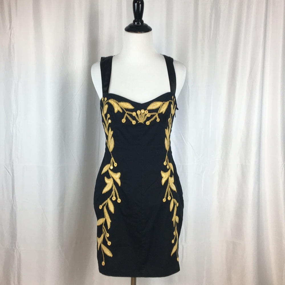 Free People mini dress with gold trim dress size 2